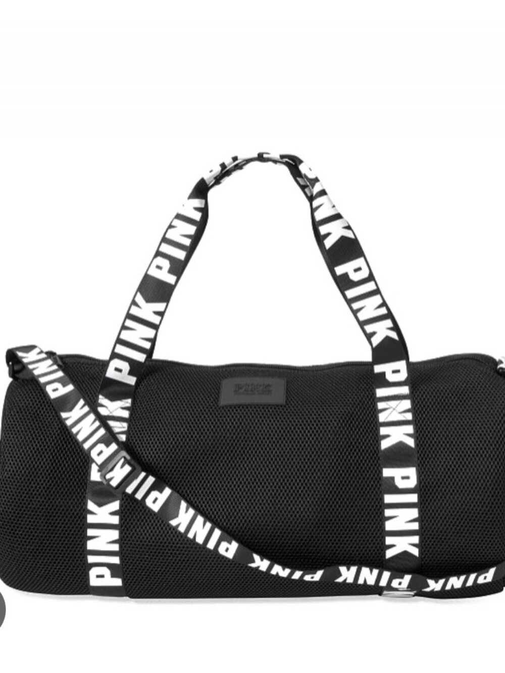 PINK Black Mesh Duffle Bag with Branded Straps